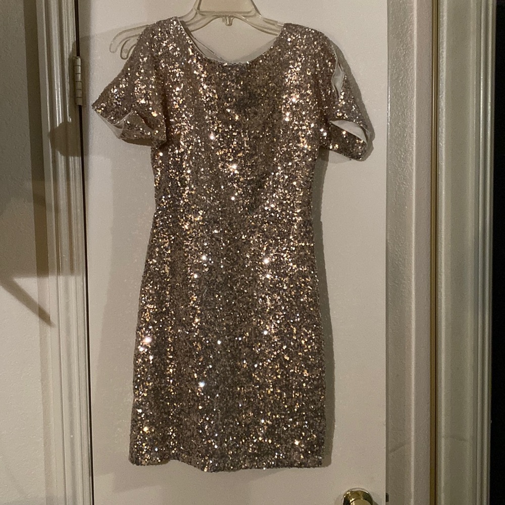 Molly Bracken size Small gold glittery short dress